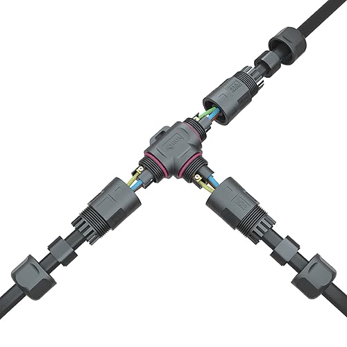 Miniatura 7 de AOHUA Conector de caja de conexiones en T impermeable IP68 3Way 3pin M23, rango de cable 0.394-0.591 in, instalación en campo, certificación UL
