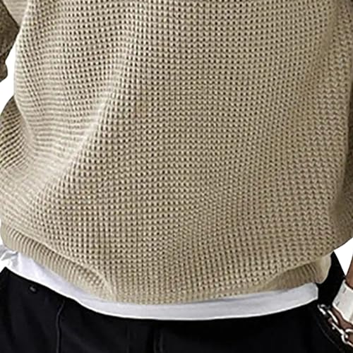 Men's Lapel Button Knitted Pullover Classic Long Sleeve Waffle Male Knit Sweater Casual Textured Knits Sweaters 5
