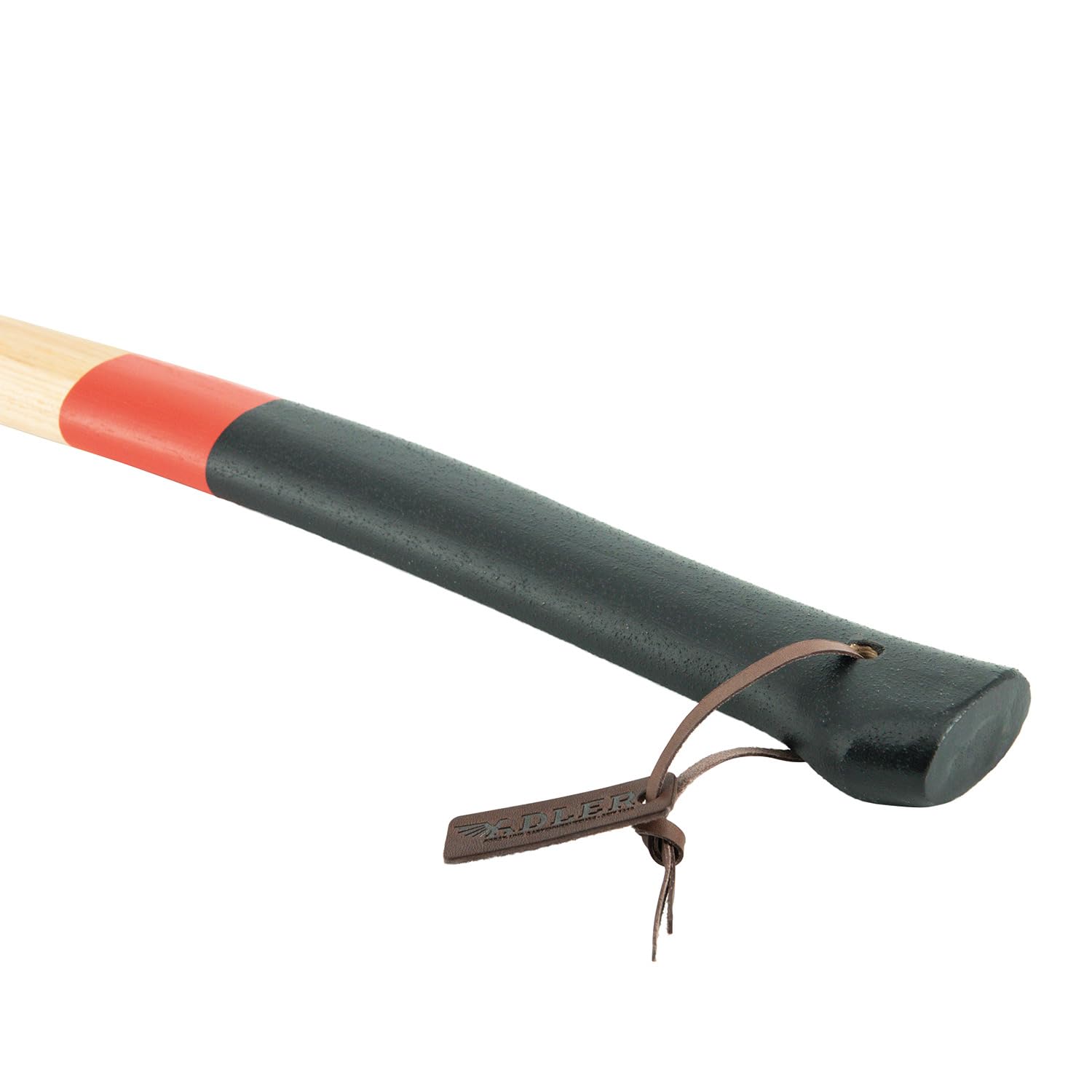 Adler Yankeeaxt con protezione in pelle: ascia forgiata per cadere, sbloccare e spaccare legno, ascia in legno con testa in acciaio C60 e manico in hickory da 80 cm, robusta ascia forestale e spacca,