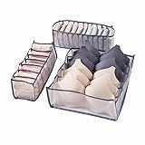 3個セット 下着オーガナイザー、ブラジャー収納オーガナイザー、引き出し仕切り収納オーガナイザー メッシュコンパートメント収納 下着、靴下、ブラジャー用 (Grey)