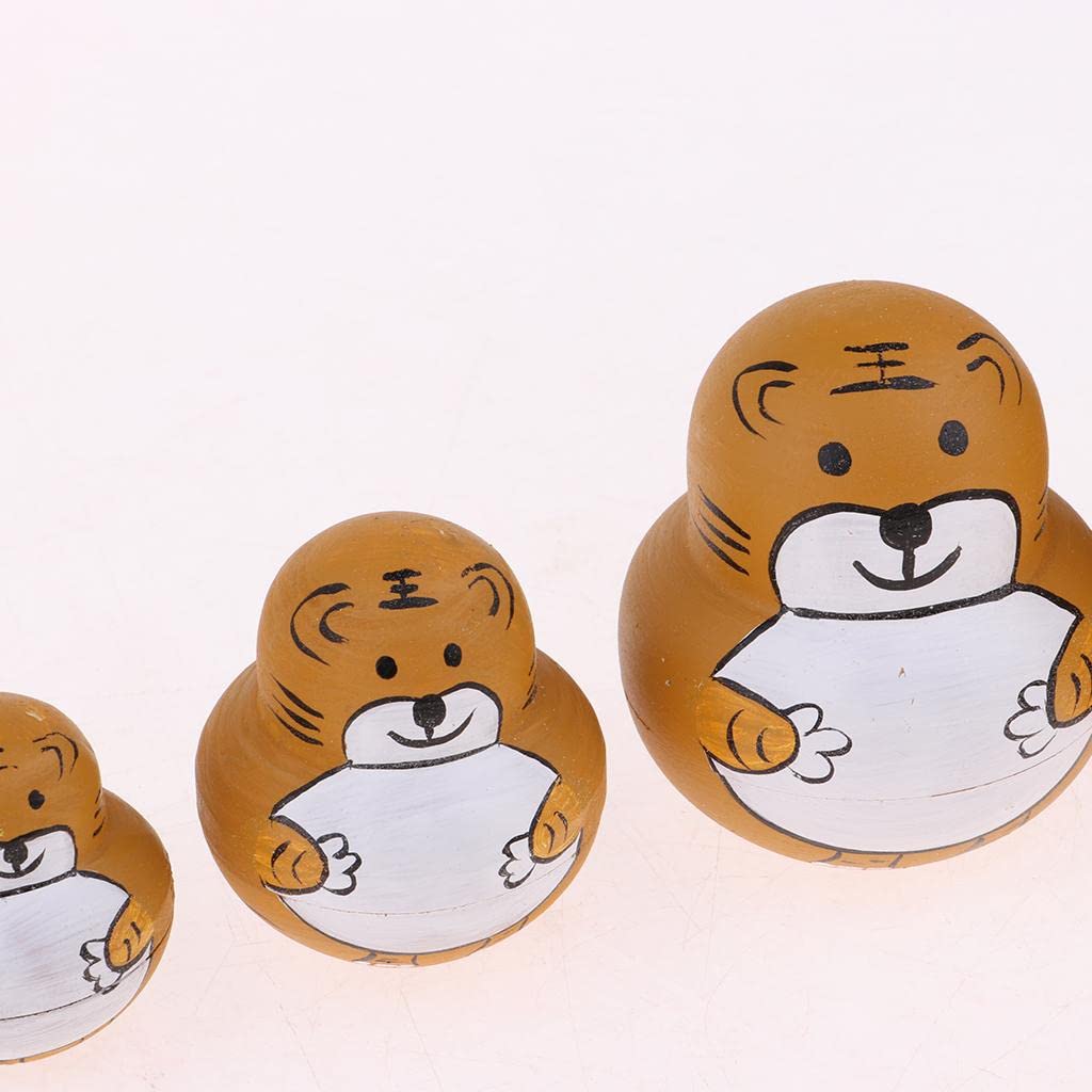 5 Set 10 Stück handbemalte hölzerne russische Nesting-Puppen Babuschka Mini Tiger Geschenk, 10-lagiger Tiger