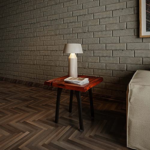 Bare Decor Brunswick End Table With Live Edge Solid Wood Top, Brown #TOP7