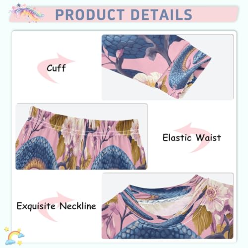 Pajama Sets Long Sleeve Snake Leaves and Flowers Soft Comfy Sleepwear 2 Piece PJS 3-8T4