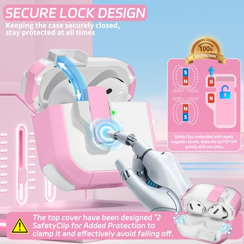 Image of Ekoonpft for AirPods 4 Case 2024, Secure Lock Design Cases for Apple AirPods Pro 4th Generation for Women Girly, Soft Cover with Cleaner,Silicone Wrist Strap,Cute Candy Keychain,Carabiner