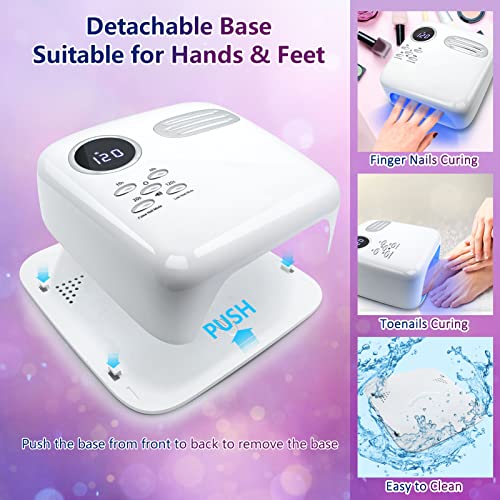 Xttnbm Uv Led Nail Lamp: 72W Professional Nail Dryer With 36 Uv/Led Beads, 4 Timers, Auto Sensor, Digital Reverse, Portable Gel Nail Polish Curing Light Lamp For Salon Home Nail Art (Silver-White) #TOP6