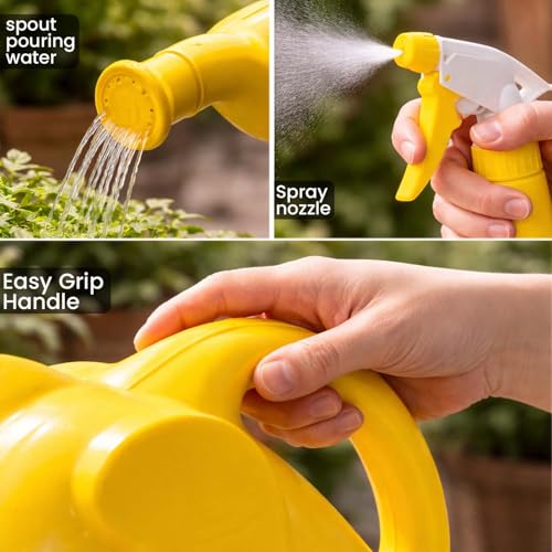 Image of Go Hooked Elephant Shape 2-in-1 Plant Watering Can with Spray Bottle 1.5L | Plastic Garden Watering Pot with Long Spout & Handle | Indoor Plants, Balcony Gardening Water Sprayer (Multicolor)