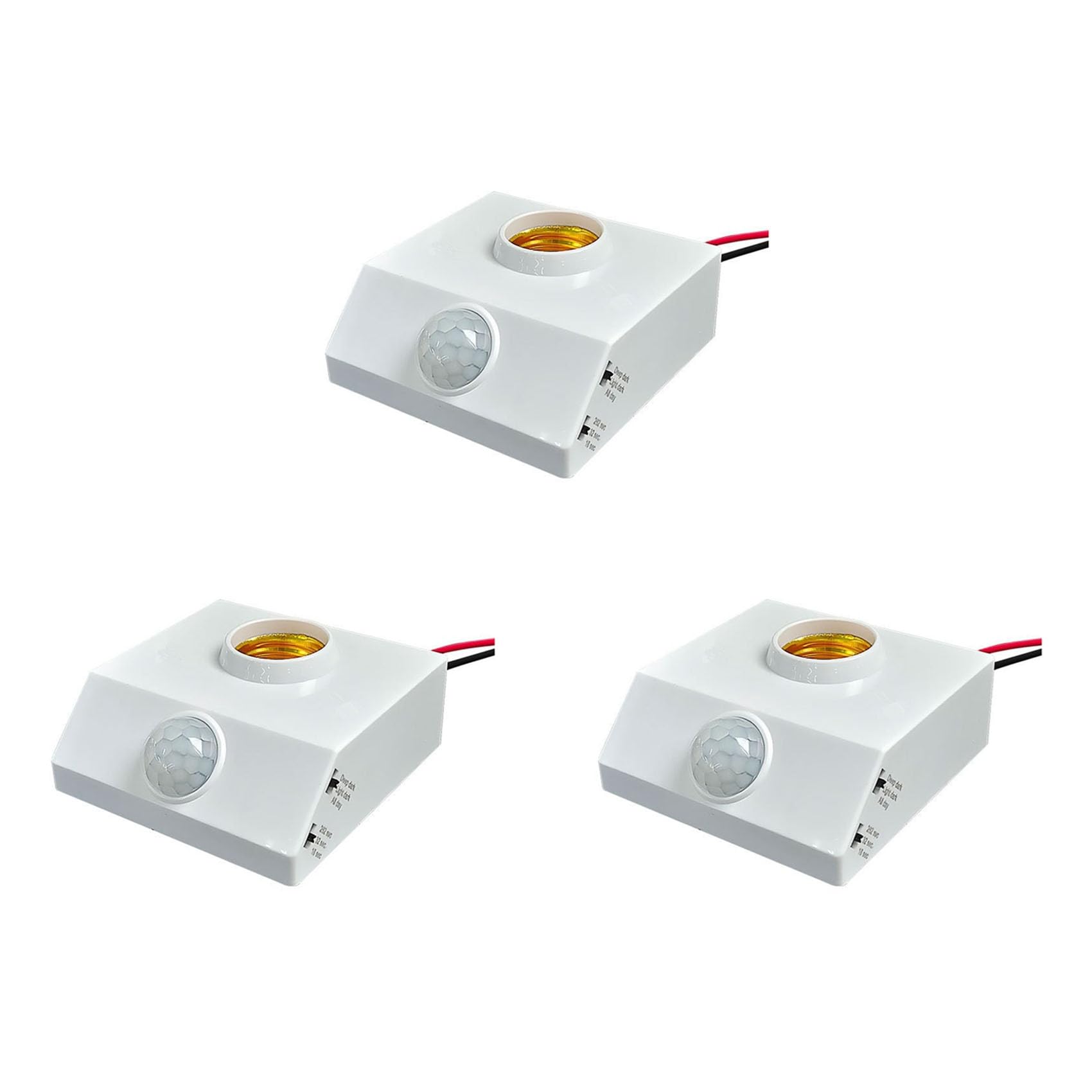 Hndhbfgrt 3X E27 LED Bulb Holder PIR Human Body Infrared Sensor Lamp Holder 220V with Regulate Switch Motion Detector Lamp Base