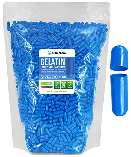 Image of XPRS Nutra Size 00 Empty Capsules - 5000 Count Empty Gelatin Capsules - Pills DIY Capsule Filling - Fillable Pill Gel Caps for Do It Yourself Supplements (Blue)