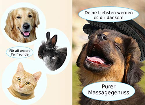 Novalee Haustier Bürsten Handschuh (schwarz) für Hund, Katze & Pferd Fellpflege-Handschuhe Massage und Tierhaar-Entfernung