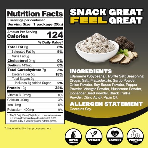 Image of Where You Bean Edamame Beans Snack (Truffle Salt) - Crunchy and Dry Roasted Edamame Beans - High Protein Snacks, Keto and Vegan Healthy Snacks for Adults & Low Carb Asian Snack 0.9 oz (Pack of 8)