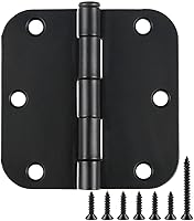 Vista 1 de Bisagras redondeadas para puerta de 3-1/2 x 3.5 pulgadas, radio 5/8, negro mate de 3.5 pulgadas, paquete de 18 unidades, sin chirridos, bisagras