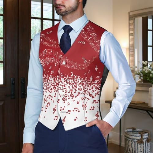 TOADDITDO Christmas Tuxedo Vests for Men Lightweight Suit Vest Soft Button Down Waistcoat Jacket for Business4