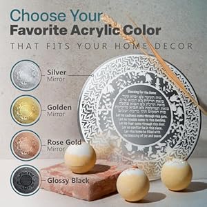 Jewish Home Blessing Jewish Gifts Hebrew and English Engraving 20 CM Diam, Judaica Gifts Wall Art Decor Plexiglass Rosh Hashanah Hanukkah Gifts - Made in Canada by Local Jewish Artisan(Silver Mirror) Jewish Home Blessing Jewish Gifts Hebrew and English Engraving 20 CM Diam Judaica Gifts Wall Art Decor Plexiglass Rosh Hashanah Hanukkah Gifts Made in Canada by Local Jewish ArtisanSilver Mirror