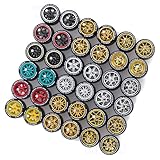 Ylutex 1/64 Wheels Mixed/Random Real Riders Wheels Rims Tires SetWheels with Printed Design & Gold Plated Rims for 10 Cars 1/64 Scale (J1004)