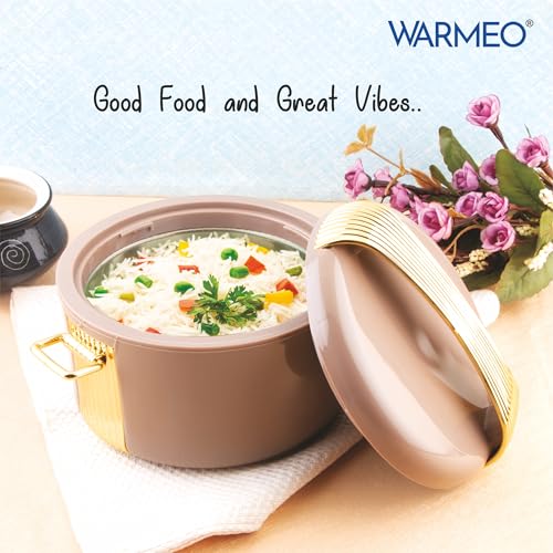 Image of WARMEO Majestic Inner Stainless Steel Casserole 2100ml Brown | PU Insulated | BPA Free | Food Grade | Easy to Carry | Easy to Store | Chapati | Roti | Curd Maker