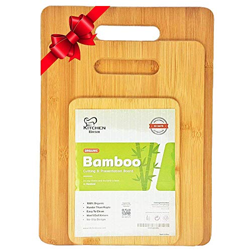 K BASIX Bamboo Cutting Board 3 Piece Set, Made From Premium 100% Organic
