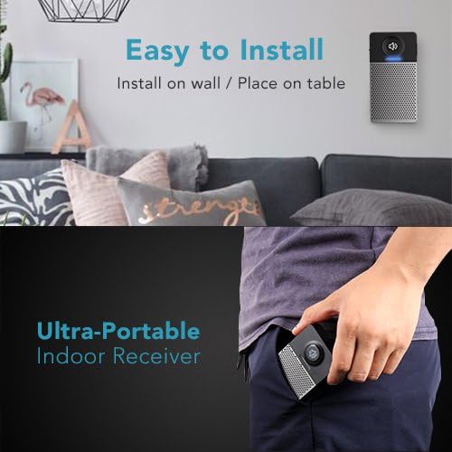 Wireless Doorbell Kit- Wireless Door Chime w/Voice Message Function, Stylish Wireless Chime kit with Up to 1000Ft Operating Range, LED Indicator, Multiple Chimes, Volume Adjustable for Home, Office