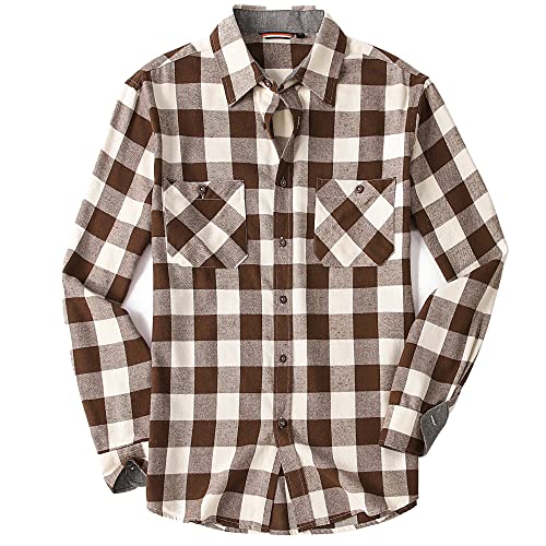 Image of WARHORSEE Flannel Shirt for Men Long Sleeve Button Down Plaid Shirts