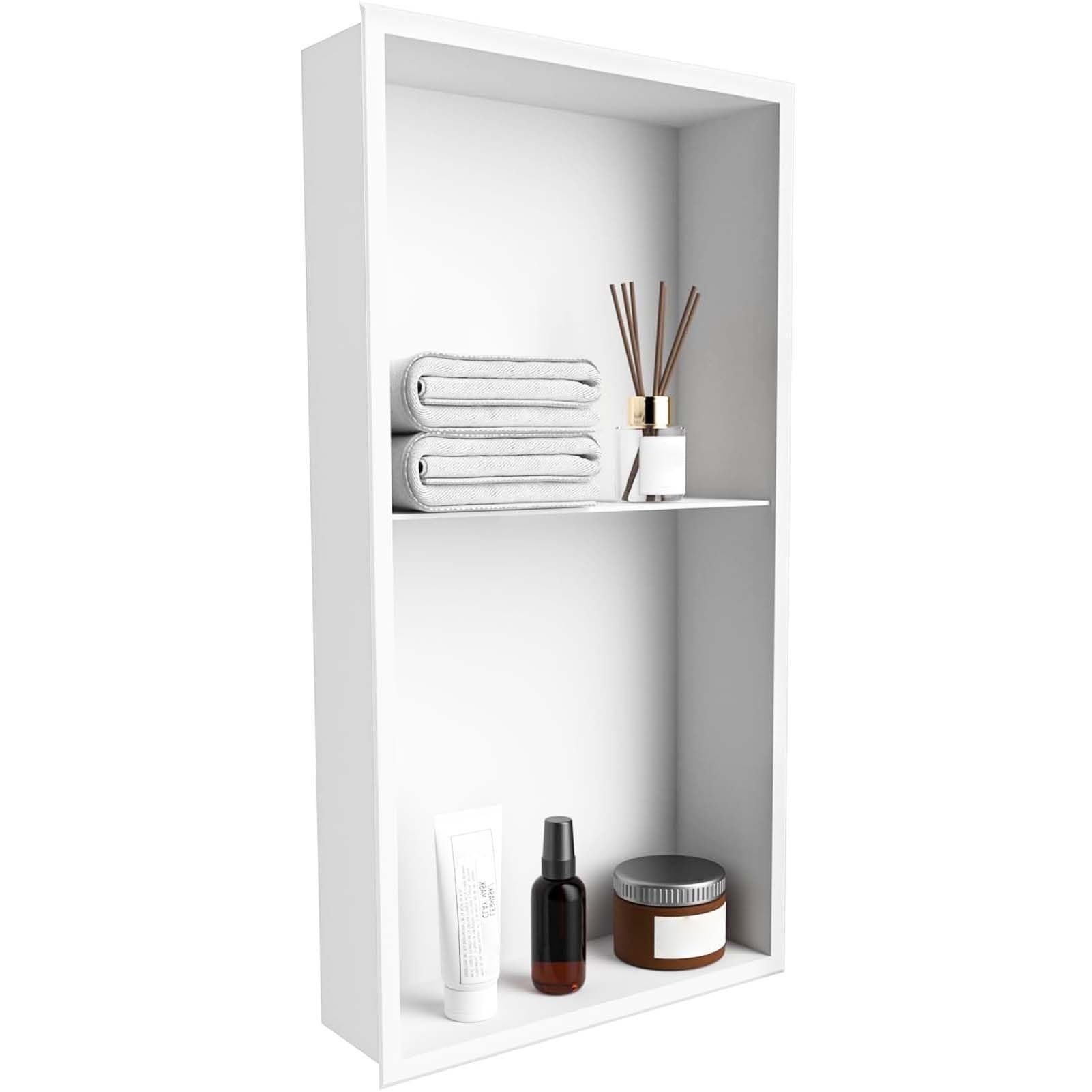 LIYRGWN Waterproof Shower Shelf Recessed Shower Niche Waterproof Built-in Wall Shelf Organizer No Tile Required 304 Stainless Steel
