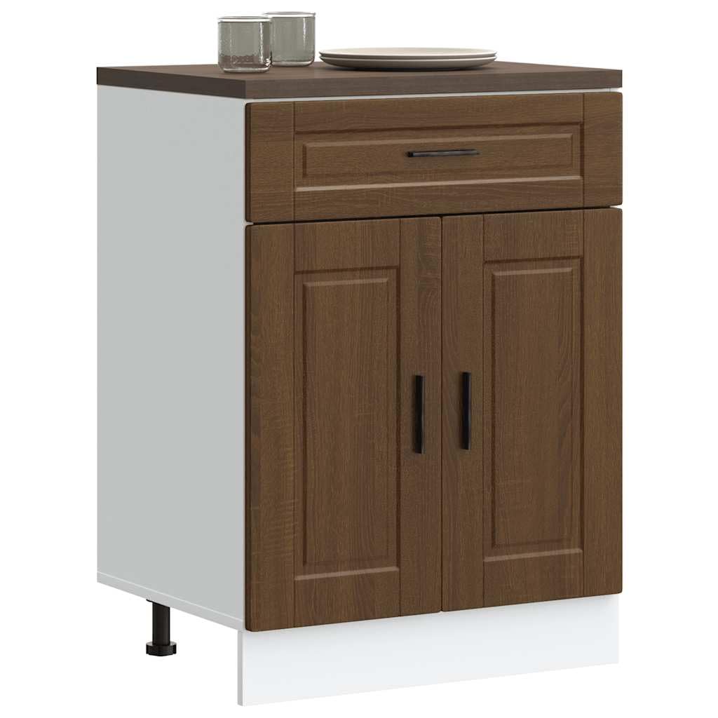vidaXL Armoire de Cuisine Porto chêne Marron Bois d'ingénierie, Meuble d'évier, Meuble de Cuisine avec tiroir, Meuble de Cuisine à tiroir