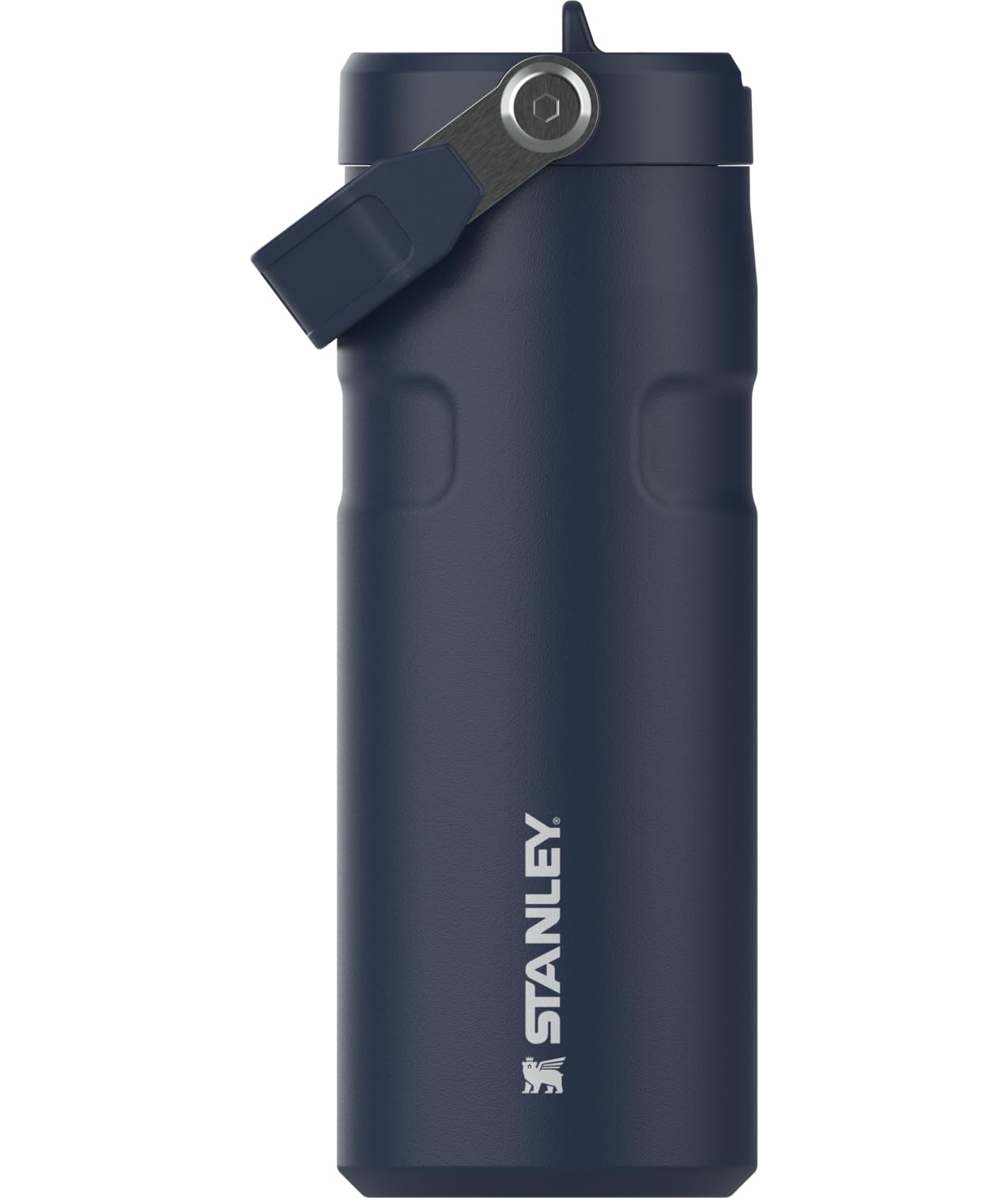 STANLEY IceFlow Flip Straw 2.0 Bottle, 16 oz, Dark Navy | Easy Carry Handle | Twist On Lid and Flip Up Straw | Lightweight Water Bottle | Insulated Stainless Steel | BPA-Free