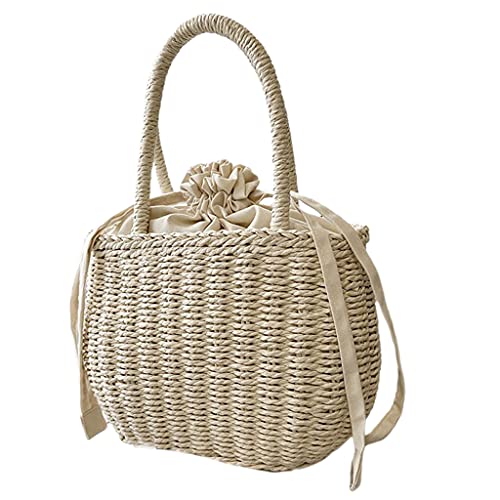 Sac plage paille femme avec cordon de serrage pour sécuriser vos affaires au soleil