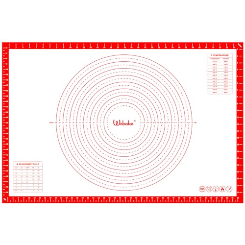 Webake Backmatte Silikon Groß XXL 90 x 60 cm Silikonmatte Backen Rutschfeste Backunterlage Silikon Matte Küche Teigmatte mit Messung für Fondant Gebäck Pizza Brot