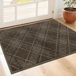 COSY HOMEER Plaid Door Mat 24" x 36",Dirt Trapper Entryway Rugs,Non-Slip Washable Farmhouse Doormat,Low Profile Welcome Mats for Paws Brown Brown 2' x 3' (Rectangular)