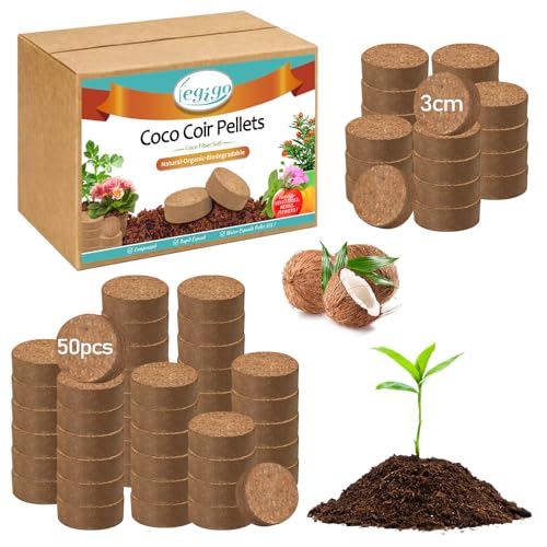 Legigo 50 PCS 30mm Coco Coir Pellets Potting Soil Mix- Compressed Coconut Coir Discs Seed Starting...