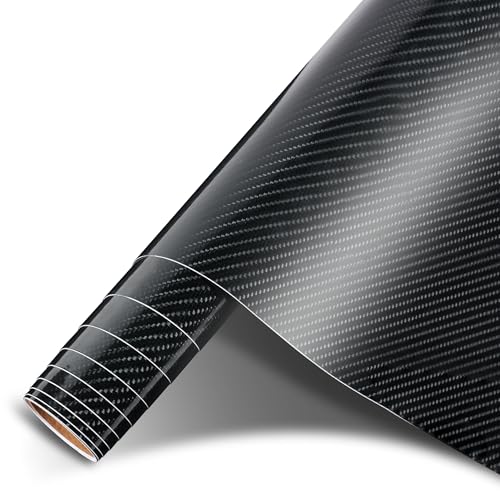Image of 1ft x 5ft Car Vinyl Wrap, 3D Carbon Fiber Black Car Wrap Vinyl Roll for Cars Body Protection, Scratch Resistance with Air Release Technology (Carbon Fiber Black)