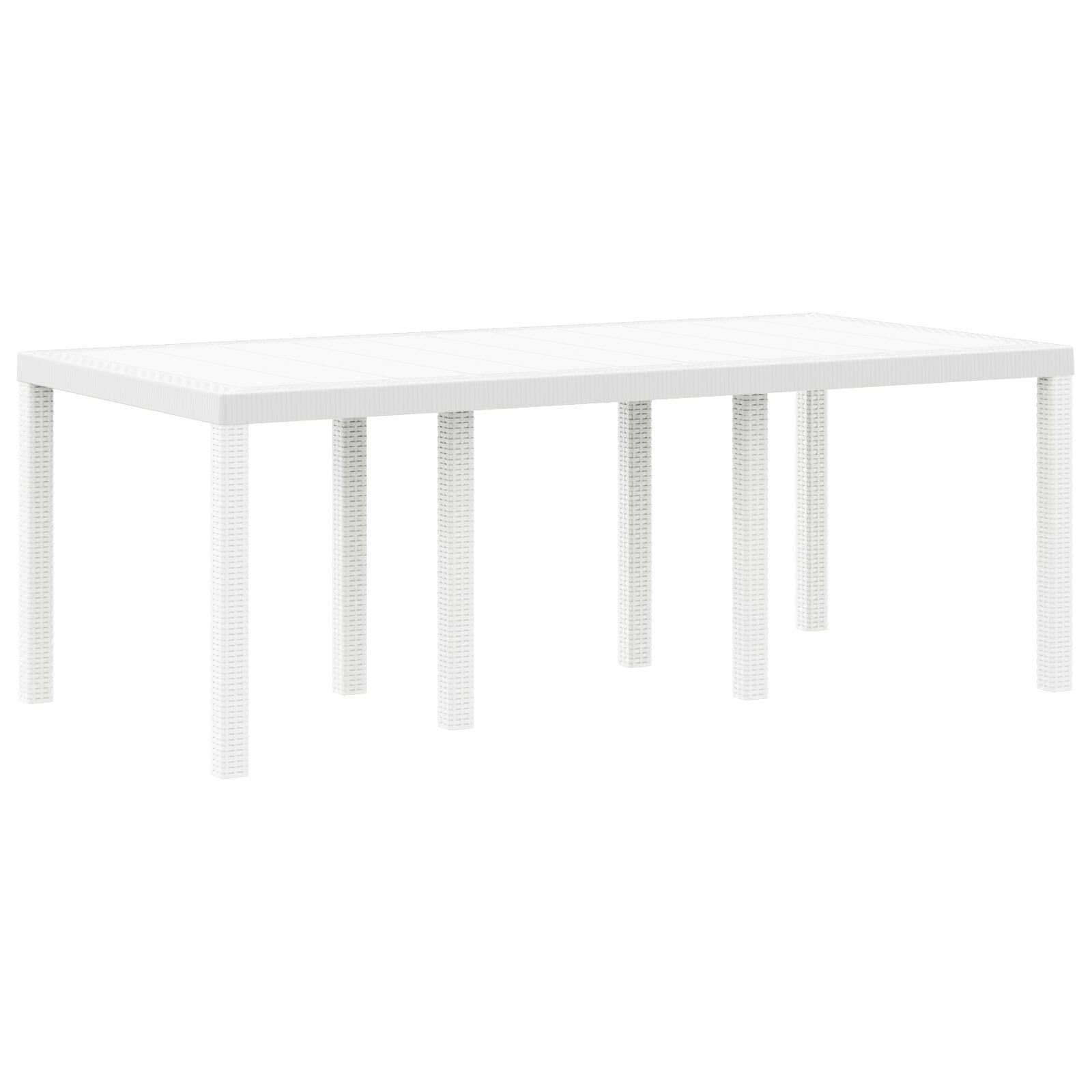 vidaXL Mesa Rectangular Blanca Moderna 2M Muebles de Exterior para 8 Personas Resistente a los Rayos UV Resistente al Agua Montaje Fácil Acabado Mate Ideal para Jardín