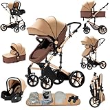 Prokoke Carrito Bebe 3 en 1, Coche Tres en 1 Recién Nacidos (khaki 588)