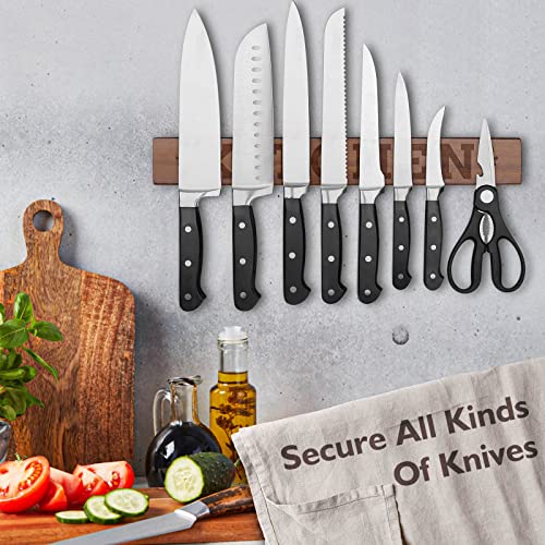 Wooden Magnetic Strip For Knives, Housewarming Gifts - Wooden Magnetic Knife Strips, Strong Magnetic Knife Strip Holder 16 Inch Ideal Gifts For New Apartment, No Drill Knife Rack New Kitchen Gift #TOP3