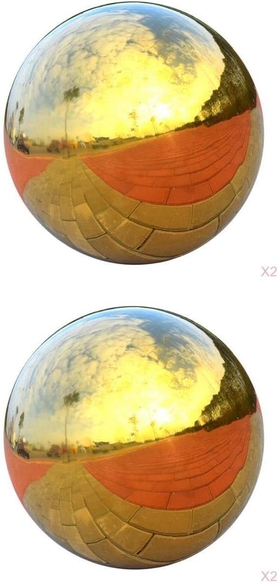 Golden Stainless Hollow Ball, Set of 4 Large Seamless Mirror Sphere Gazing Balls for Garden Decoration -Sparkling Metal Spheres Globes Statues, Perfect for Home Interior and