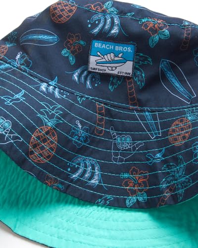 Image of Beach Bros. Boys Shorts Set - 3 Piece Button Down Hawaiian Shirt Swim Trunks & Bucket Hat - Boys Summer Shorts Outfit