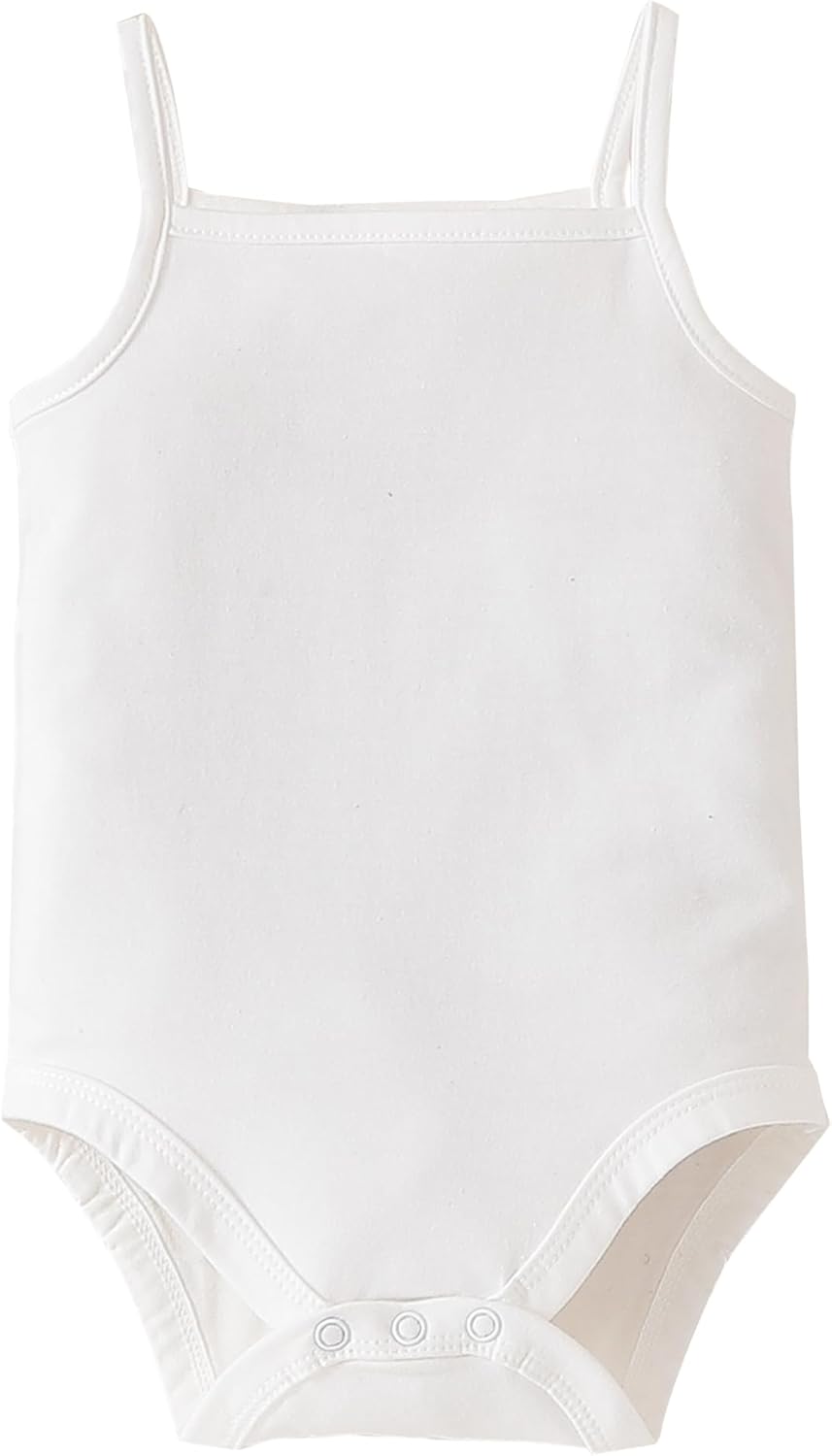 Sleeveless Onsies for Baby Girls’ Bodysuits White Cotton Baby Clothes Spaghetti Strap Summer Baby Undershirt