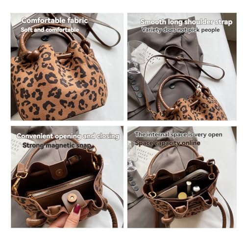 Suede leather women's handbag, women's retro leopard print suede leather handbag, shoulder bag, crossbody bag4