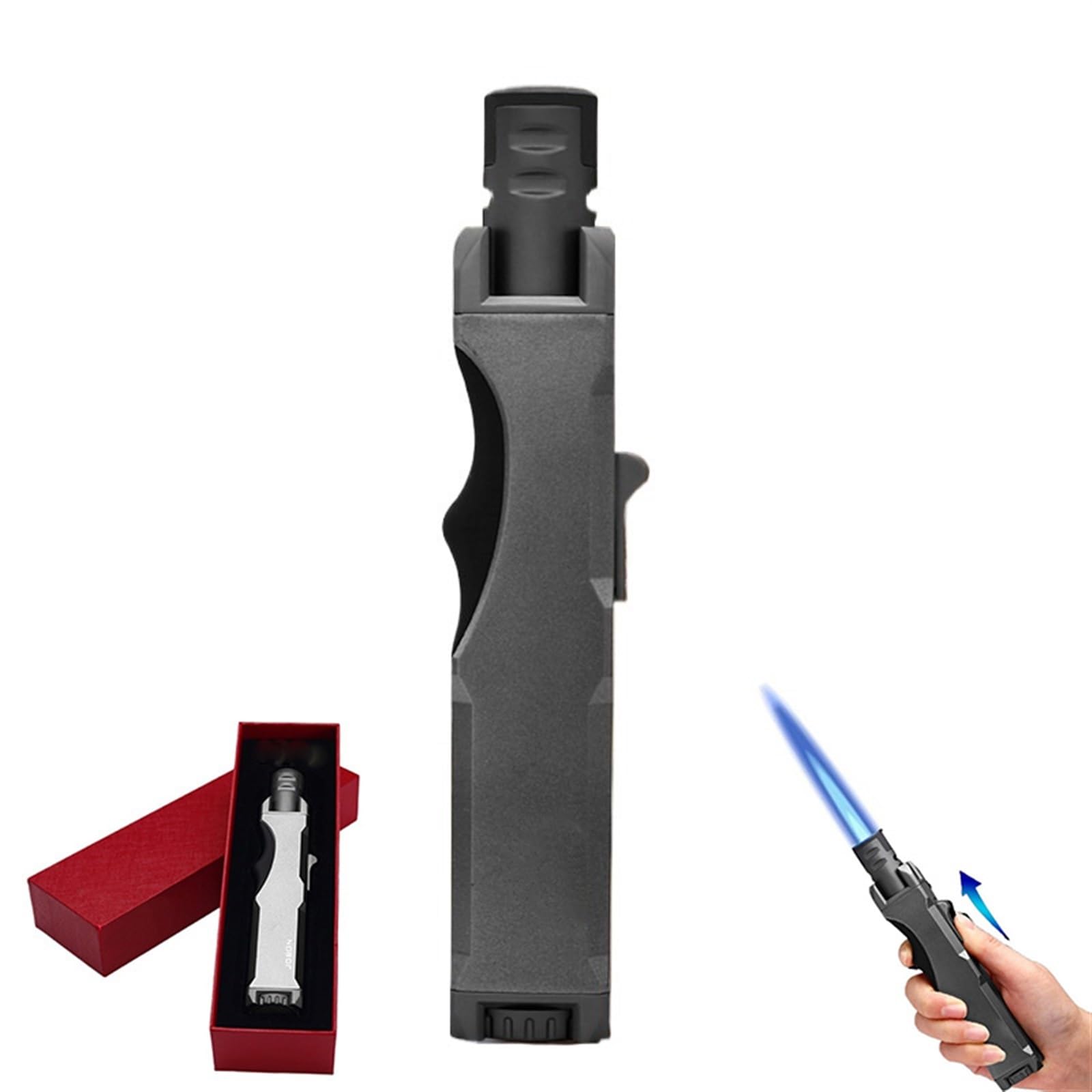 Bxfffceo A Butane Torch Lighter, Windproof Djustable Nozzle High Power Flame Lighter, Refillable Metal Lighter, Multi-Function Lighter For Indoor Outdoor Camping Bbq (Gasless)(A)