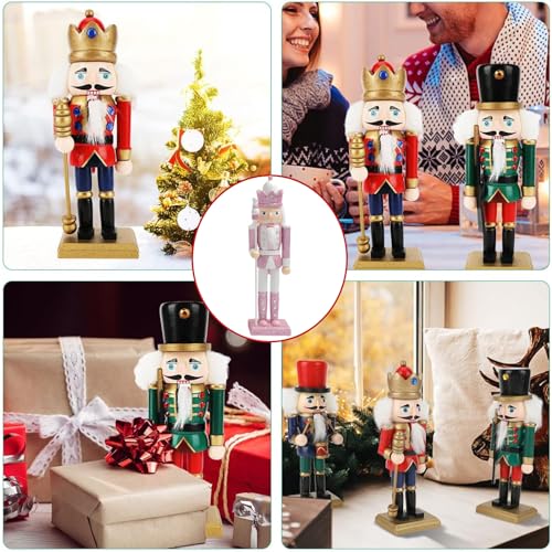 ATBEAMEN Wooden Christmas Nutcracker Soldiers,Large Christmas Nutcracker Soldier Ornament 30CM,Traditional Nutcracker Soldier Puppet Nutcracker Toy Gift for Kids Classic Xmas Pink Decor - Image 4