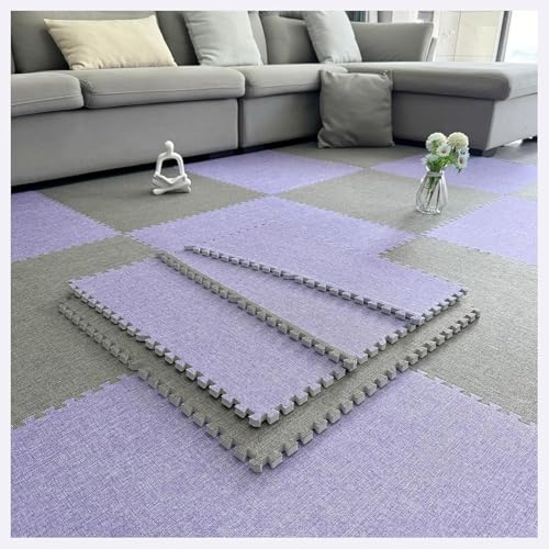 KIJyfgTR Foam Interlocking Floor Mat 60cm Large Size Puzzle Area Rugs Play Mat DIY Square Carpet Soft Foam Flooring Tiles(Dark Gray+Light Purple,20pcs)