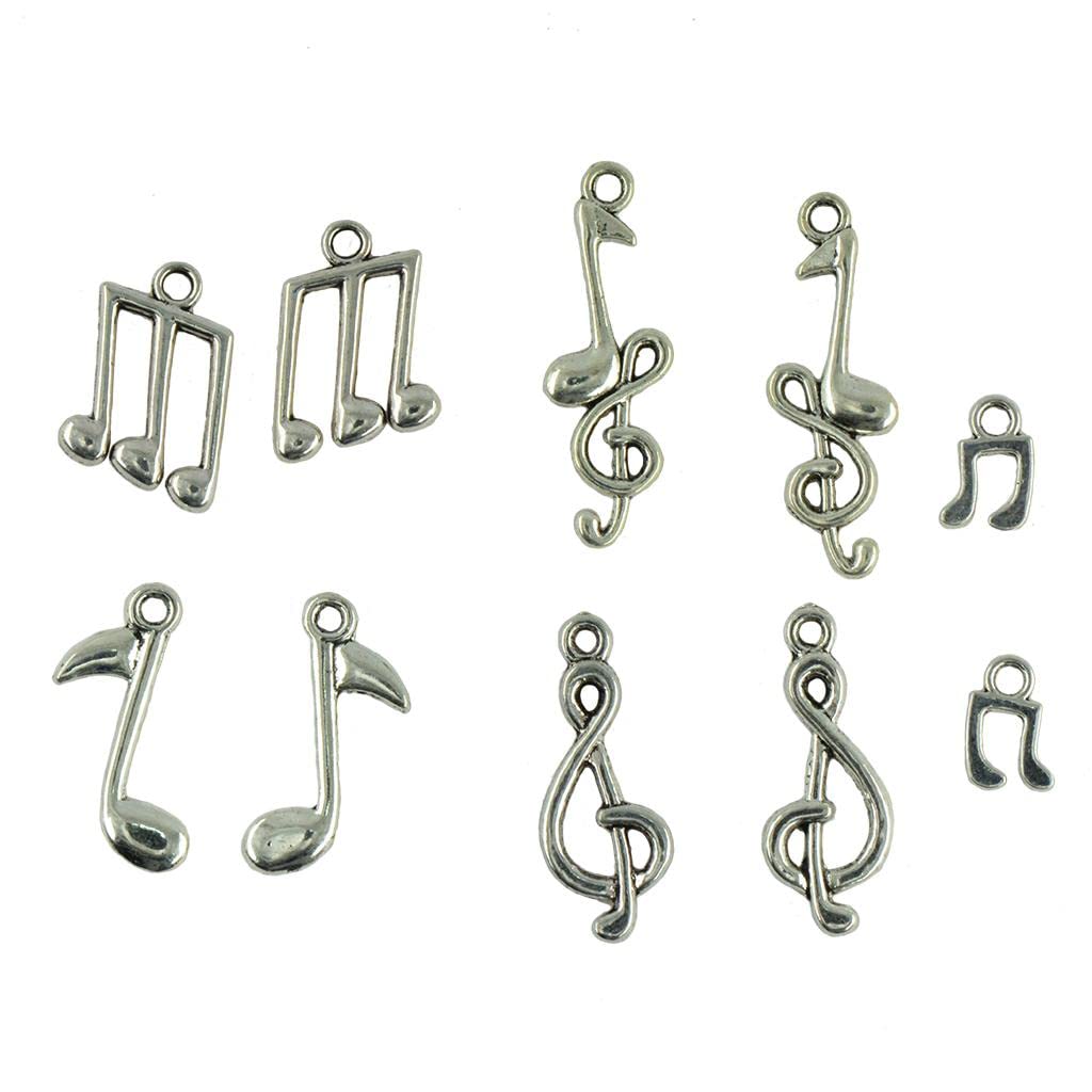 40 Pieces Tibetan Silver Mixed Music Note Symbol Diy Charms Pendants Finding-image-14