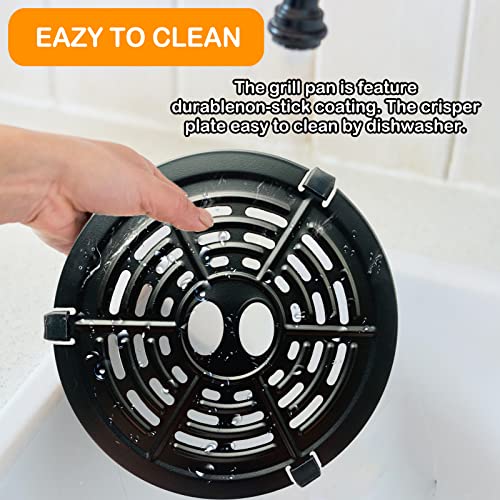 Round Air Fryer Grill Pan For 2Qt Chefman Gowise Dash Small Ultra Turbofry Air Fryer, Upgraded Nonstick Air Fryer Grill Crisper Plate Tray Rack With Rubber Bumpers, Dishwasher Safe #TOP3