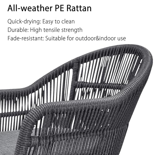 Image of PURPLE LEAF 11 Pieces Patio Dining Set with Outdoor Aluminium Dining Table and Woven Rattan Chairs Modern Metal Furniture Cushions Sets for Garden Yard Indoor Decor Kitchen Grey
