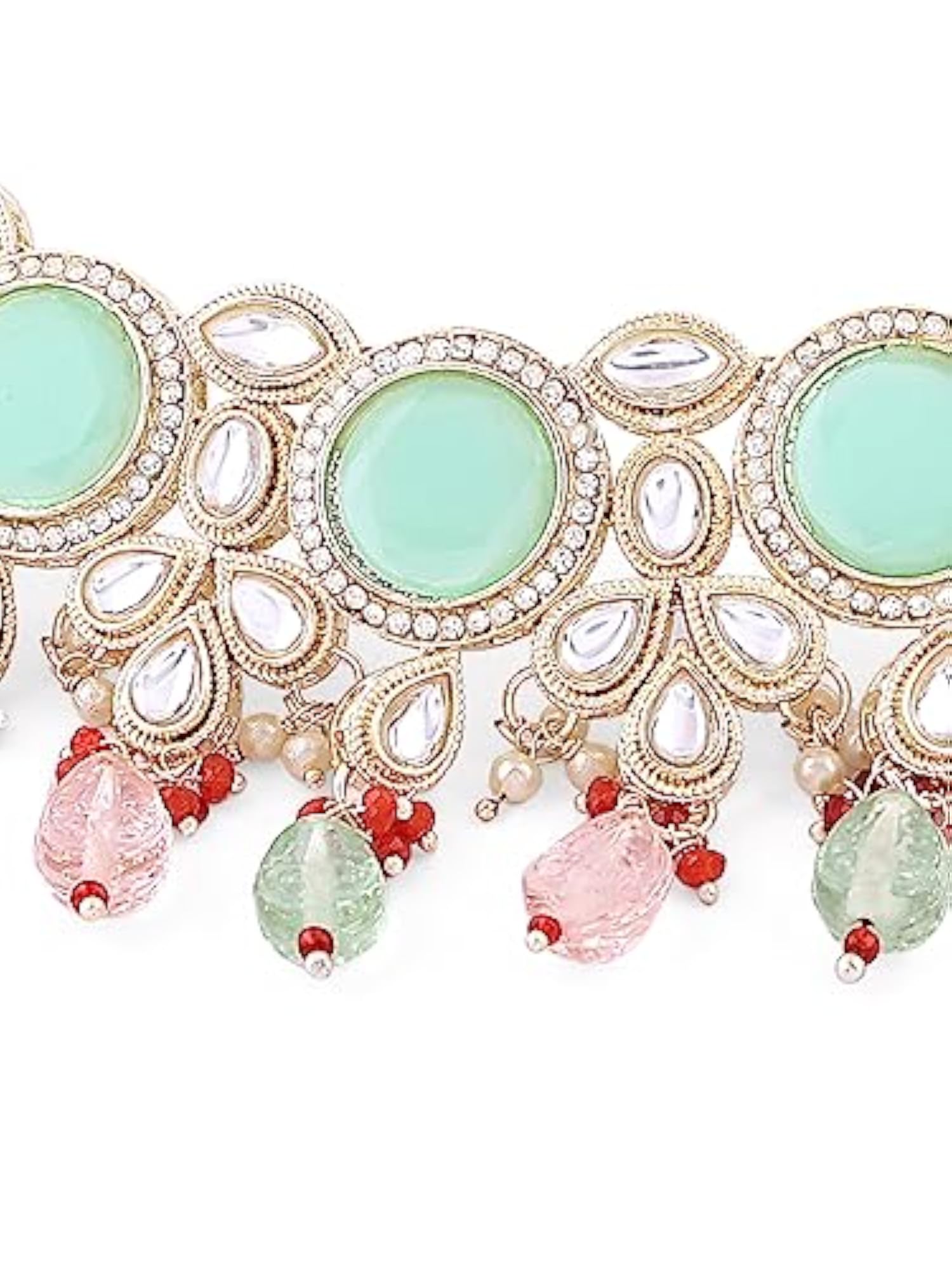 Stones Beads Kundan Choker Necklace Earring Set