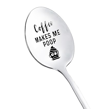 Christmas Birthday Spoon Gift for Coffee Lovers Women Men Coffee Makes Me Poop Spoons for Grandma Husband Coffee Lover Gifts for Him Her Coffee Gifts for Coffee Lovers Wife
