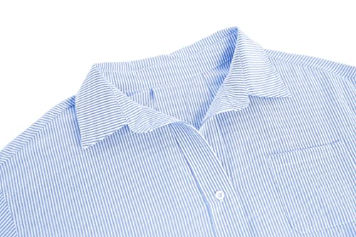 Flowyair Women's Oversized Button Down Shirts Business Casual Long Sleeve Blouse Work Striped Tops3