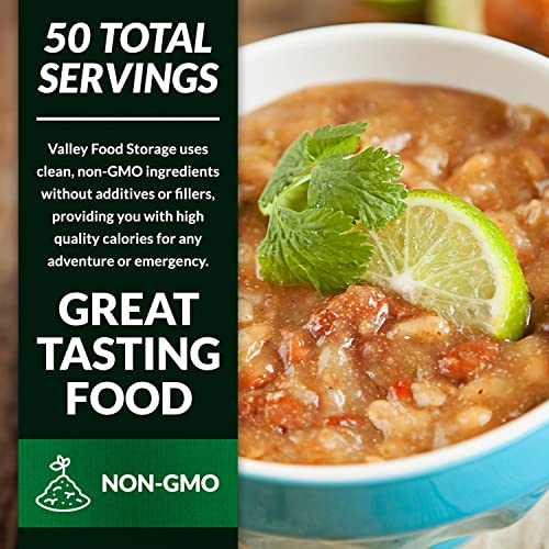Image of Valley Food Storage White Bean & Lime Chili | 10-Bag Bucket, 50 Servings | Premium Emergency Food Supply, 25 Year Shelf Life | Survival Meal Kits, Prepper Food & Off-Grid Living Supplies, Packaged in USA