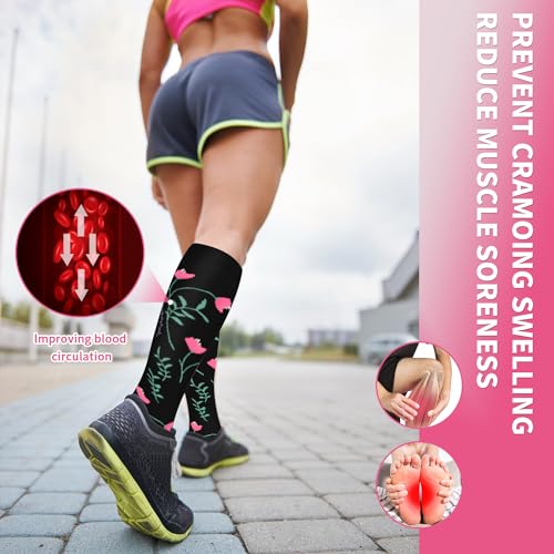 Image of Sooverki Compression Socks for Women & Men 6 Pairs is Best Supportive Knee High Stockings for Circulation, Travel, Nurses