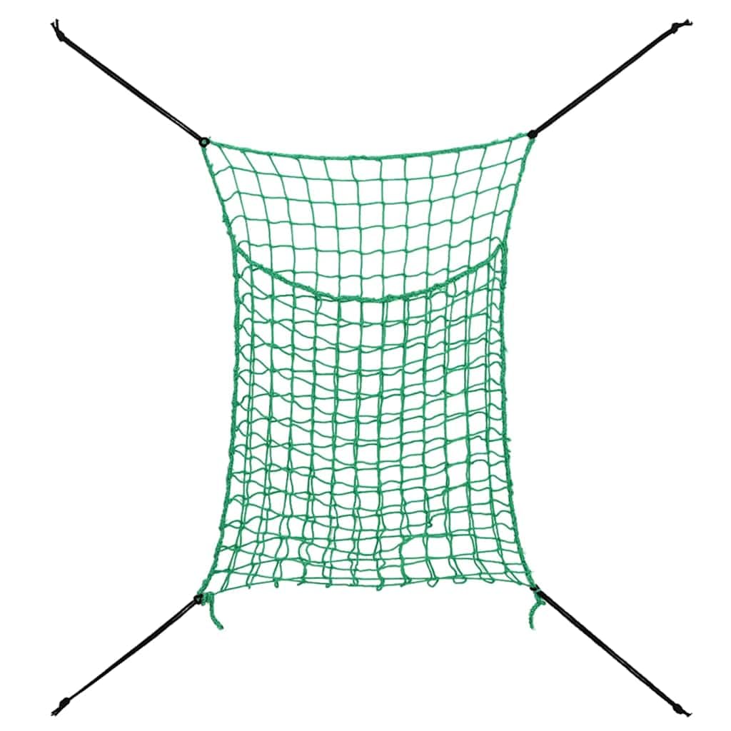 Red de heno rectangular de 0,9 x 1,5 m, de polipropileno, para caballos, establos y pastos, resistente a la intemperie con malla de 45 x 45 mm, cordón de 3 mm, reduce la pérdida de comida en