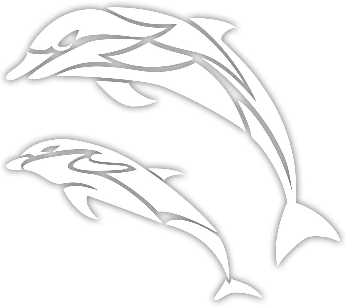 Amazon カッティングステッカー イルカ トライバル 4 左 140mmx160mm ホワイト 白 ステッカー デカール 車 バイク